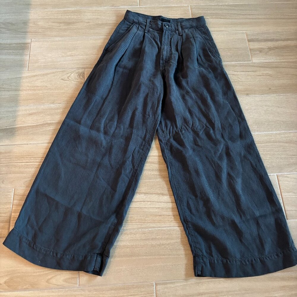 Mother High Waisted Pouty Prep Ankle Wide Leg Jeans Women's Size 26, Faded Black